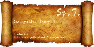 Szigethi Teofil névjegykártya